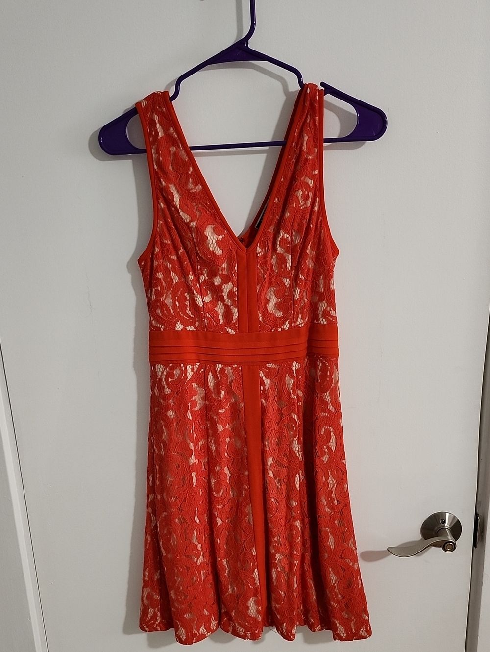 Nikibiki Coral Lace V-Neck A-Line Midi Dress